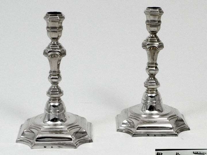 Pair of Fine German Silver Candlesticks